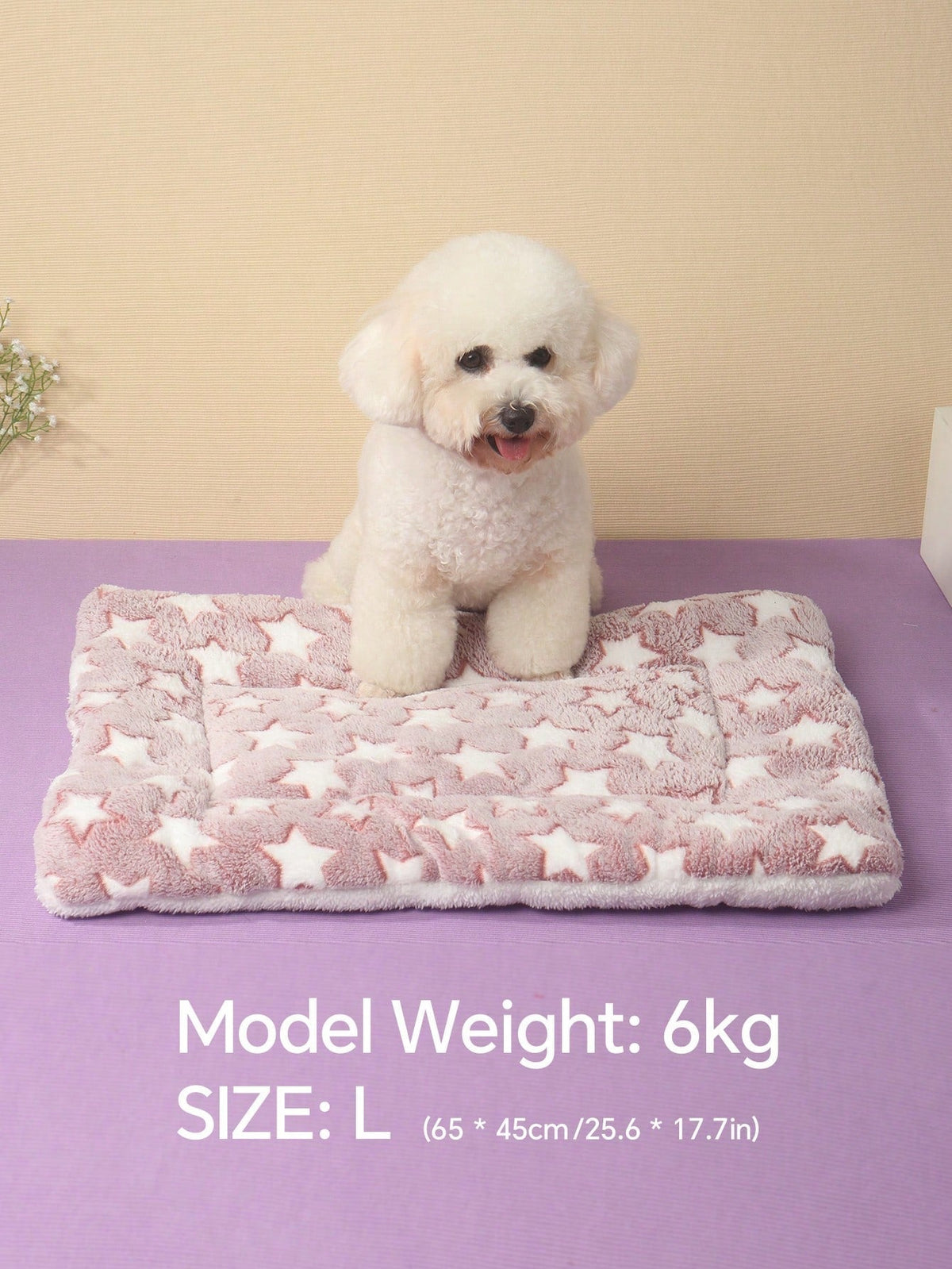 1pc Polyester Star & Heart Breathable Washable Thick Pet Bed Mat For Medium-Small Cats & Dogs, All Seasons (Teddy/Bichon Frise)